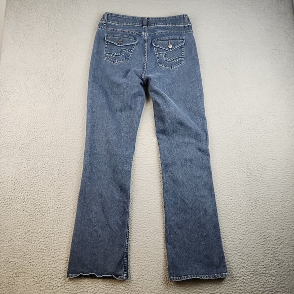 LEE Riders Jeans Women's 8M Curvy Bootcut Flap Pockets Stretch Denim Pants Blue - Picture 3 of 13